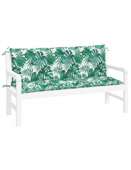 Cuscini Panca Giardino 2 pz a Foglie 150x50x7 cm Tessuto Oxford