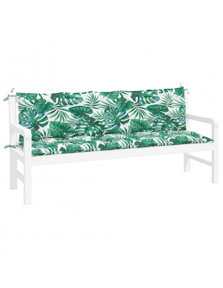 Cuscini Panca Giardino 2 pz a Foglie 180x50x7cm Tessuto Oxford