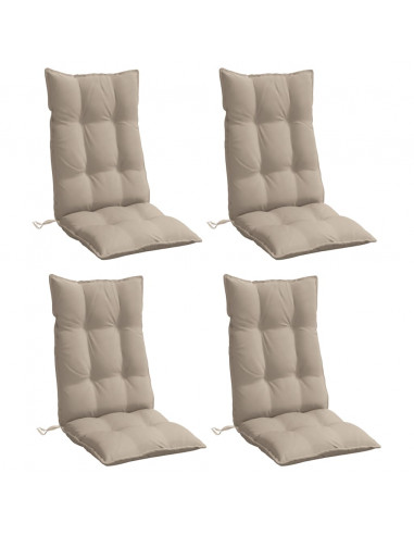 Cuscini per Sedia con Schienale Alto 4pz Tortora Tessuto Oxford