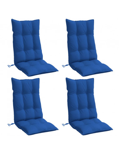 Cuscini Sedia con Schienale Alto 4 pz Blu Reale Tessuto Oxford