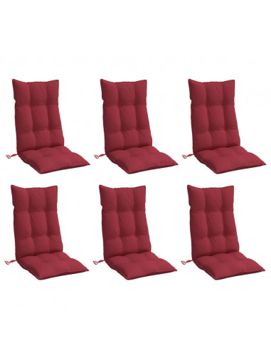 Cuscini Sedia con Schienale Alto 6 pz Rosso Vino Tessuto Oxford