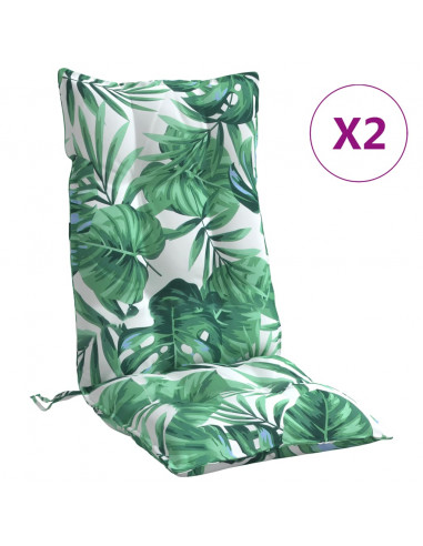 Cuscini Sedia Schienale Alto 2 pz Motivo Foglie Tessuto Oxford