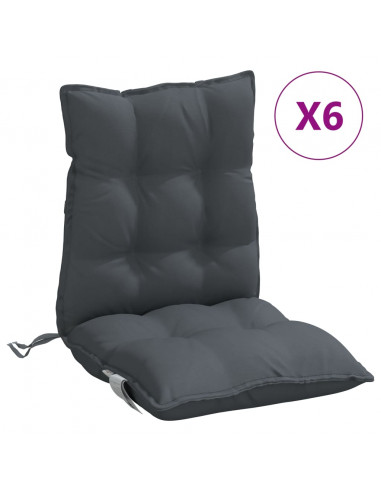 Cuscini per Sedie Schienali Bassi 6 pz Antracite Tessuto Oxford