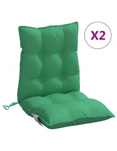 Cuscini per Sedia Schienale Basso 2 pz Verdi in Tessuto Oxford