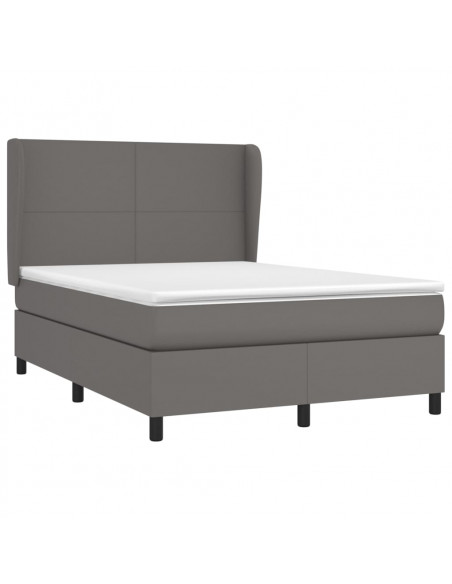 Giroletto a Molle con Materasso Grigio 140x190 cm in Similpelle