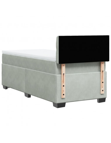 Giroletto a Molle con Materasso Grigio Chiaro 90x200 cm Velluto