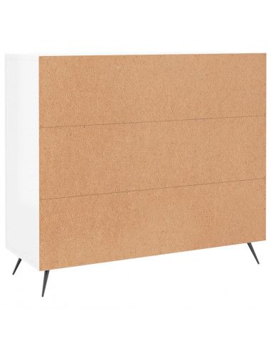 Credenza Bianco Lucido 90x34x80 cm in Legno Multistrato