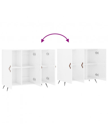 Credenza Bianco Lucido 90x34x80 cm in Legno Multistrato