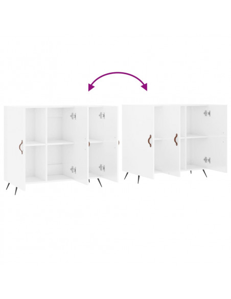Credenza Bianco Lucido 90x34x80 cm in Legno Multistrato