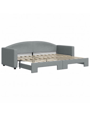 Divano Letto con Letto Estraibile Grigio Chiaro 80x200 Tessuto