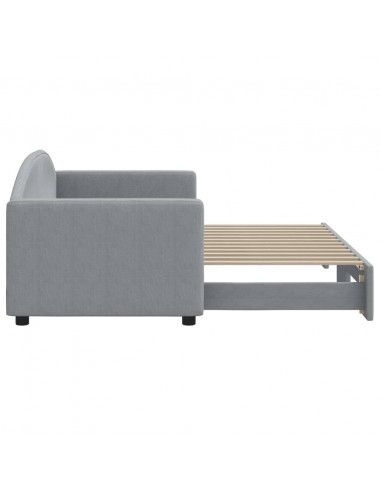 Divano Letto con Letto Estraibile Grigio Chiaro 80x200 Tessuto