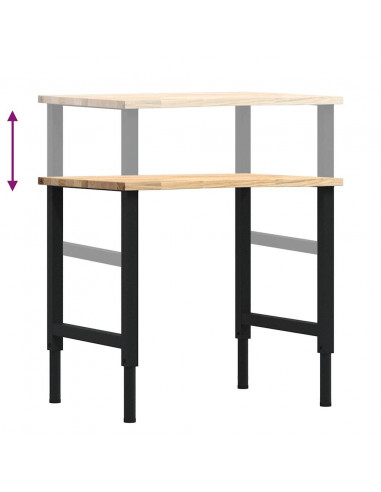 Banco da Lavoro 80x60x(71,5-98) cm Legno Massello Rovere