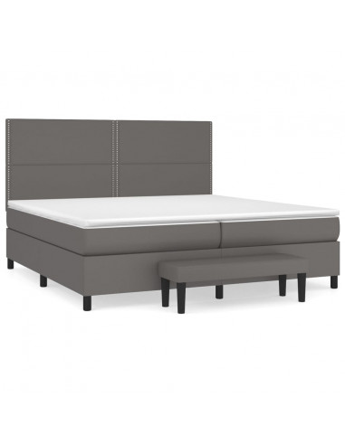 Giroletto a Molle con Materasso Grgio 200x200 cm in Similpelle