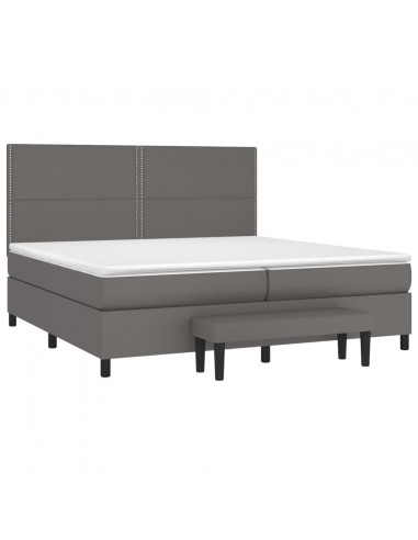 Giroletto a Molle con Materasso Grgio 200x200 cm in Similpelle