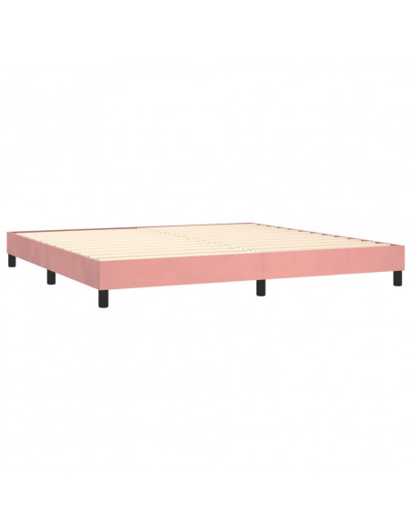 Giroletto a Molle con Materasso Rosa 200x200 cm in Velluto
