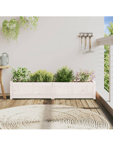 Fioriera da Giardino Bianca 150x31x31 cm Legno Massello di Pino