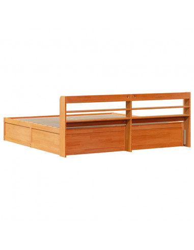 Giroletto con Testiera Marrone Cera 180x200 cm Massello Pino