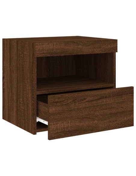 Comodino con Luci LED Rovere Marrone 50x40x45 cm
