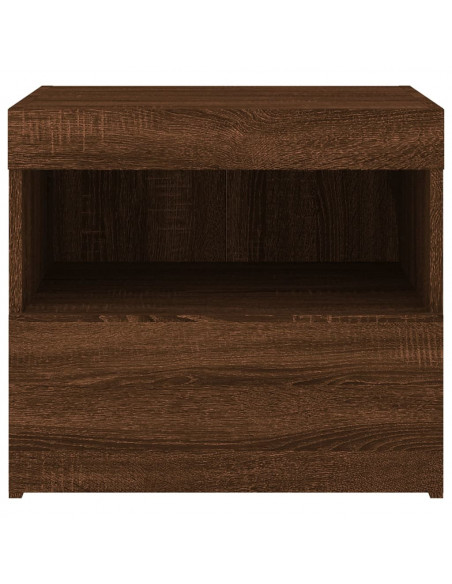 Comodino con Luci LED Rovere Marrone 50x40x45 cm