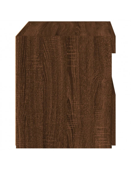 Comodino con Luci LED Rovere Marrone 50x40x45 cm