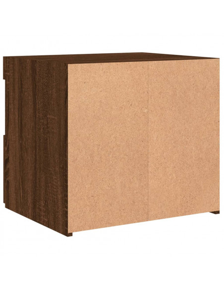 Comodino con Luci LED Rovere Marrone 50x40x45 cm