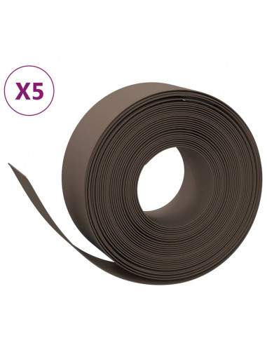 Bordature da Giardino 5 pz Marroni 10 m 20 cm in Polietilene