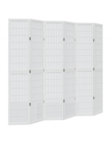 Divisorio Ambienti 6Pannelli Bianco Legno Massello di Paulownia