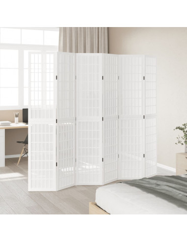 Divisorio Ambienti 6Pannelli Bianco Legno Massello di Paulownia