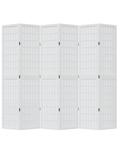 Divisorio Ambienti 6Pannelli Bianco Legno Massello di Paulownia