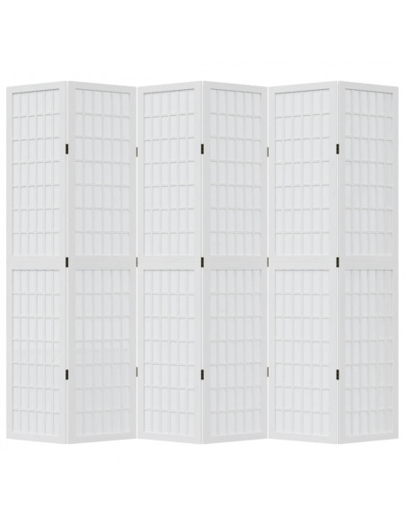 Divisorio Ambienti 6Pannelli Bianco Legno Massello di Paulownia