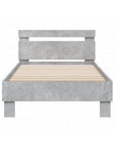 Giroletto con Testiera e LED Grigio Cemento 90x190 cm 2