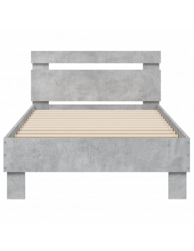 Giroletto con Testiera e LED Grigio Cemento 90x190 cm