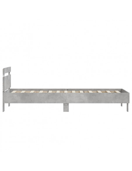 Giroletto con Testiera e LED Grigio Cemento 90x190 cm