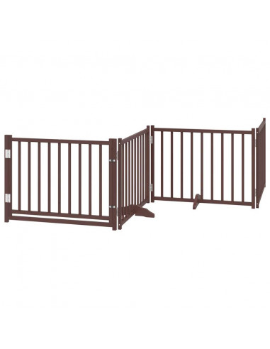 Cancello Cani Porta Pieghevole Marrone 12 Pannelli 960cm Pioppo