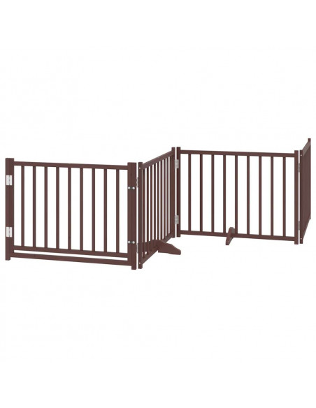 Cancello Cani Porta Pieghevole Marrone 12 Pannelli 960cm Pioppo