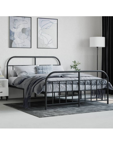 Giroletto con Testiera e Pediera Metallo Nero 140x200 cm