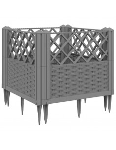 Fioriera Giardino Picchetti Grigio Chiaro 43,5x43,5x43,5 cm PP 2