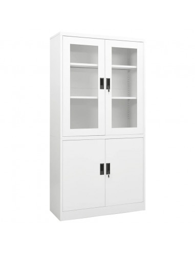 Armadio per Ufficio Bianco 90x40x180 cm in Acciaio