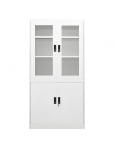 Armadio per Ufficio Bianco 90x40x180 cm in Acciaio
