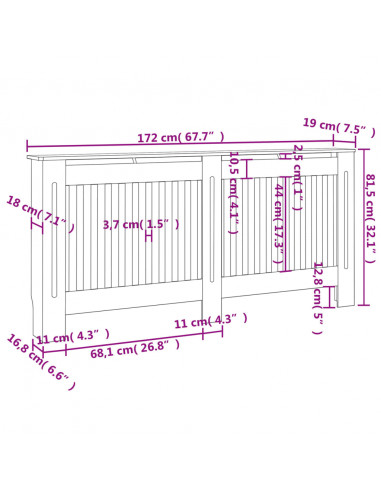 Copertura per Radiatore Bianca MDF 172 cm