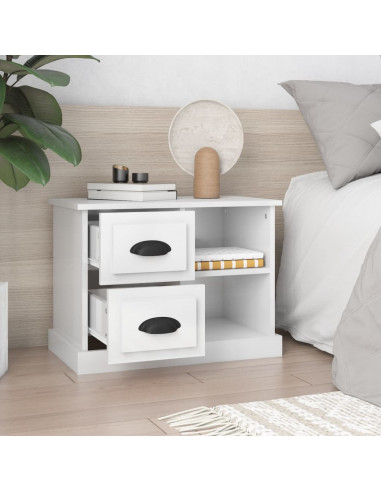 Comodino Bianco Lucido 60x35,5x45 cm