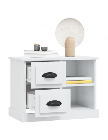 Comodino Bianco Lucido 60x35,5x45 cm