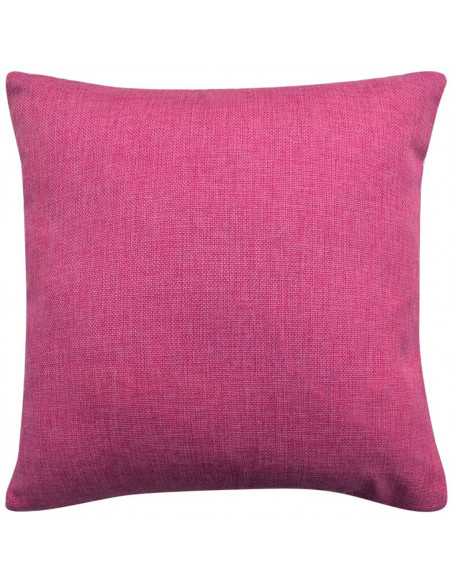 Federe per Cuscini 4 pz in Simil-Lino Rosa 40x40 cm