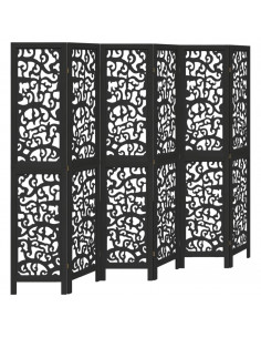 Divisorio Ambienti 6 Pannelli Nero Legno Massello di Paulownia 2