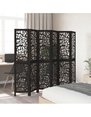 Divisorio Ambienti 6 Pannelli Nero Legno Massello di Paulownia