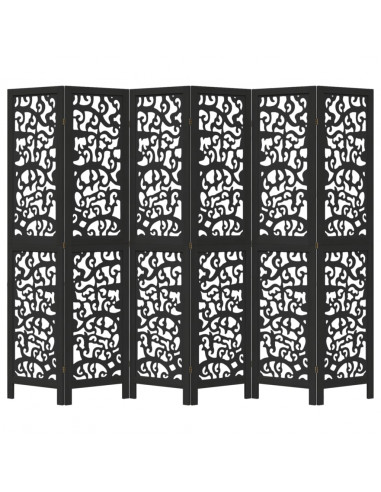 Divisorio Ambienti 6 Pannelli Nero Legno Massello di Paulownia