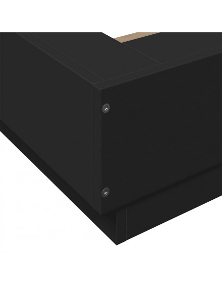 Giroletto con Luci LED Nero 90x200 cm in Legno Multistrato