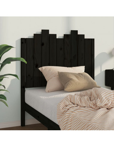Testiera per Letto Nera 96x4x110 cm in Legno Massello di Pino