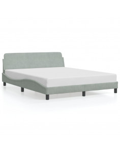 Giroletto con Testiera Grigio Chiaro 160x200 cm in Velluto 2