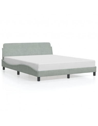 Giroletto con Testiera Grigio Chiaro 160x200 cm in Velluto